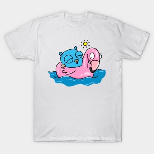 Flamingo Swimming Gopher T-Shirt